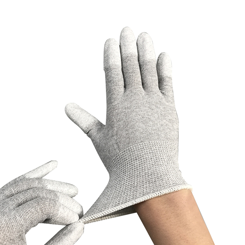 Carbon Fiber Nylon ESD Finger PU Coated handske
